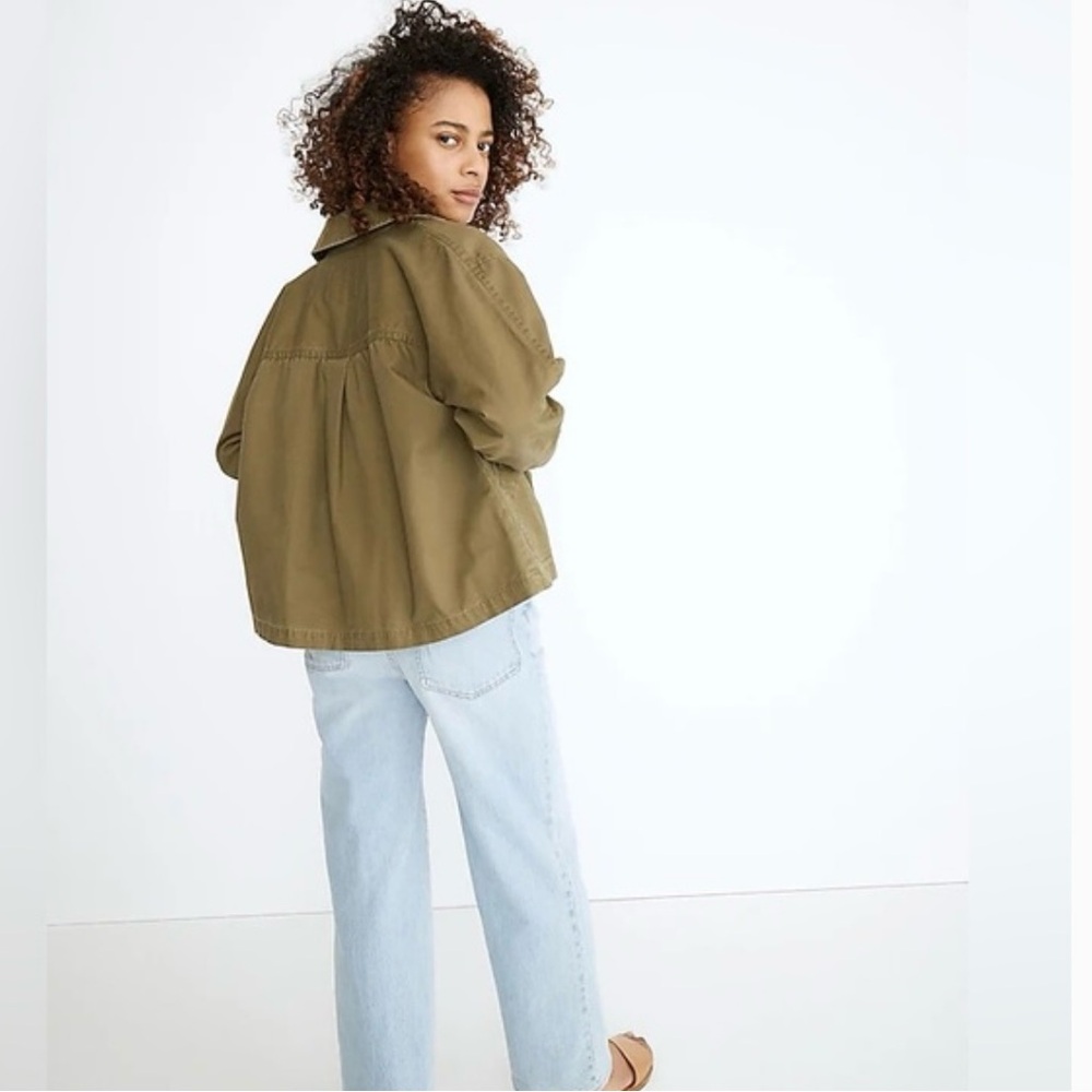 Madewell Olive Green Cropped Utility Jacket Boxy Cotton XL - Picture 5 of 7